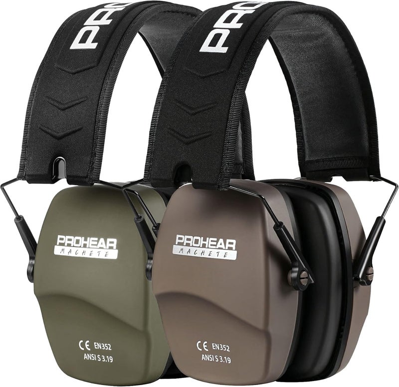 PROHEAR 016 Shooting Ear Protection Earmuffs 2 Pack, NRR 26dB for Gun Range, Hunting -Green and Brown - Image 1